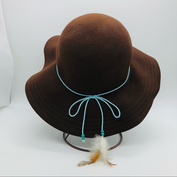 WOMENS CHOCOLATE BROWN WOOL FLOPPY HAT ONE SIZE FITS ALL - Picture 2 of 9